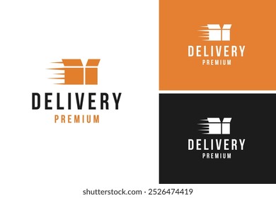 Entrega de la caja de velocidad para la idea de ilustración de Plantilla de Vector de diseño de logotipo logístico