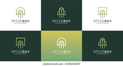 Speed box logo vector collection. Abstract design idea of start up, developer, package, delivery, logistics.	