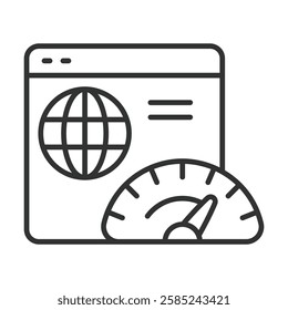 Speed browsing, icon in line design. Fast, internet, speed, browsing, online, surfing, web on white background vector. Speed browsing, icon in line design editable stroke icon
