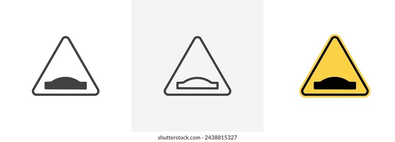 Speed Bump Road Sign. Caution Symbol Indicating Speed Control Ahead.