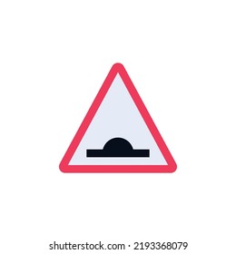 Speed Bump Road Sign Flat Icon, Colorful Pictogram Isolated On White. Symbol, Logo Illustration. Flat Style Design