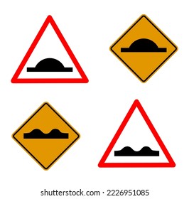 Speed bump triangle and diamond shape signs, vector illustration