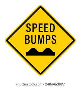 Speed Bumps warning road signs. Vector