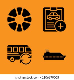 speed, bus, symbol and boat icons set. Vector illustration for web and design