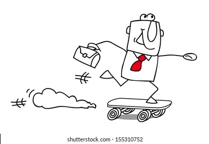 speed businessman . Businessman Skater, rushing for something.