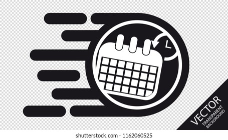 Speed Calendar Flat Icon - Vector Illustration - Isolated On Transparent Background