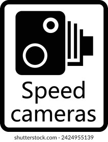 Speed camera icon. Monochrome road speed camera sign. Speed-limit cameras symbol. flat style.