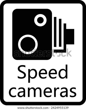Speed camera icon. Monochrome road speed camera sign. Speed-limit cameras symbol. flat style.