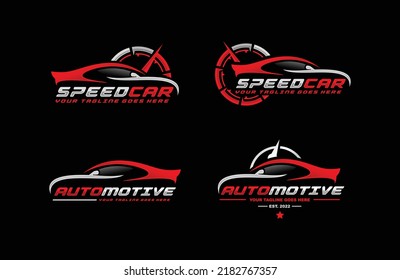 Speed car automotive logo set vector illustration