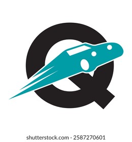 Speed Car Logo combine with letter Q vector template