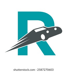 Speed Car Logo combine with letter R vector template