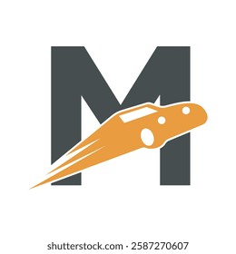 Speed Car Logo combine with letter M vector template