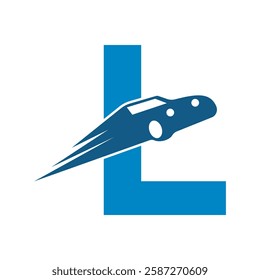 Speed Car Logo combine with letter L vector template