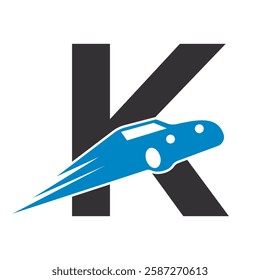 Speed Car Logo combine with letter K vector template