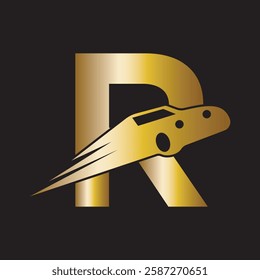 Speed Car Logo combine with letter R vector template