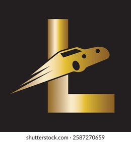 Speed Car Logo combine with letter L vector template