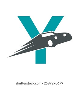 Speed Car Logo combine with letter Y vector template