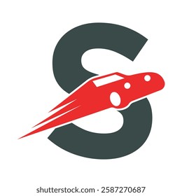 Speed Car Logo combine with letter S vector template