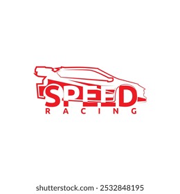 Speed car logo template in line art style