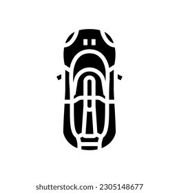 vector de icono de glifo de la vista superior del coche de velocidad. señal de la vista superior del coche de velocidad. ilustración de símbolo aislado
