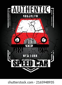 Speed Car typography design t-shirt print vector illustration 