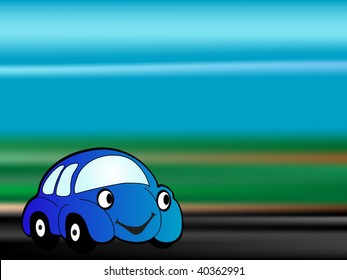 Speed cartoon car - vector illustration