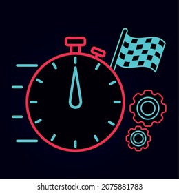cronómetro de velocidad e ilustración de carrera