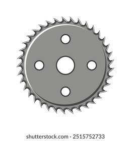 Geschwindigkeit Kreissägeblatt Cartoon. Präzisions-Haltbarkeit, Winkeldrehung, Motor Drehzahl Kreissägeblatt Zeichen. einzelne Symbol, Vektorgrafik