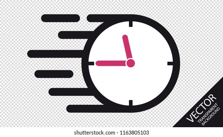 Speed Clock Flat Icon - Vector Illustration - Isolated On Transparent Background