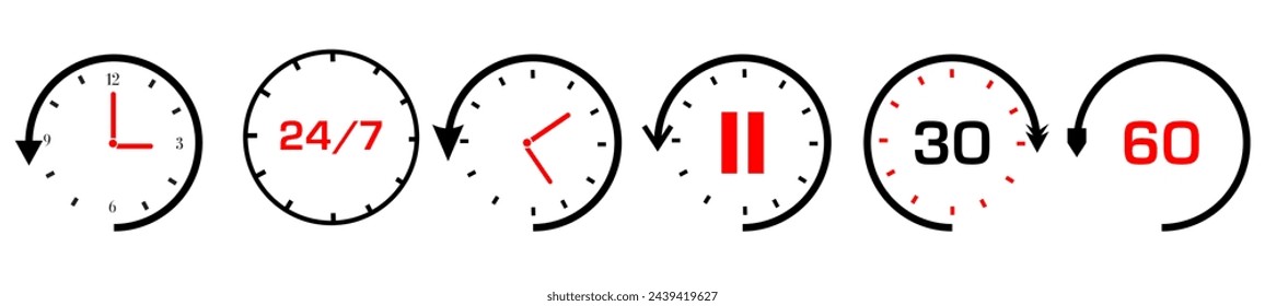 Geschwindigkeitsuhrsymbol Dringlichkeit, Frist, Zeitmanagement, Wettkampfzeichen. In: Fast Time Vector Illustration.