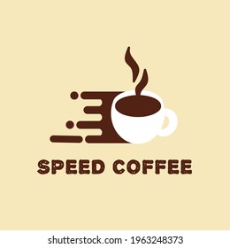 Speed coffee logo design vector. Symbol of coffee business. Customer order, customer service icon. Suitable for coffee shop, cafe, restaurant