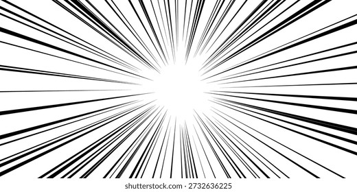 Speed Comic Cartoon für Effektlinie Manga und Radial Grafik Aktion. Bewegungs-Druckkraft für die Darstellung von Musterrändern in der Mitte und im Kreis. Geschwindigkeit Anime-Hit für Effekt Helden Macht und Linie.