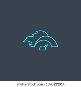 speed concept blue line icon. Simple thin element on dark background. speed concept outline symbol design. Can be used for web and mobile UI/UX