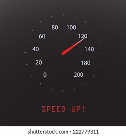 Speed up concept, dark car speed panel. Vector illustration.