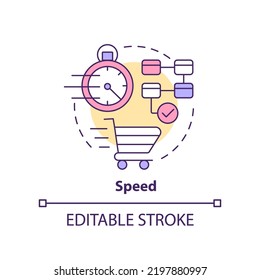 Speed concept icon. Internet connection. Customer requirement from ecommerce abstract idea thin line illustration. Isolated outline drawing. Editable stroke. Arial, Myriad Pro-Bold fonts used