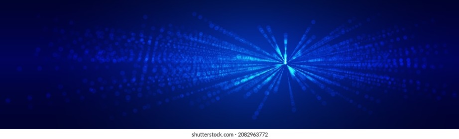 Speed Connection. Abstract Hyperspace Virtual Reality VR Background. Dots Particles Lines. Online Database Data Transfer. Big Data. Vector Illustration.