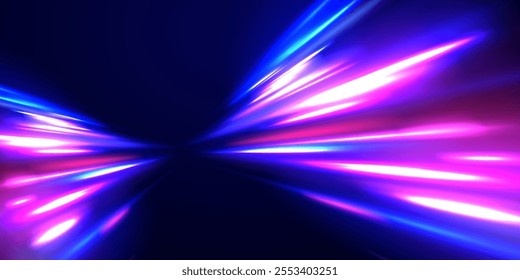 Speed connection background. Expressway, car headlight effect. Speed connection vector background. Png, line, blur, beam, ray, abstract, energy, pack, effect. Vector glowing lines air flow effect. 