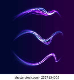 Speed connection background. Expressway, car headlight effect. Speed connection vector background. Png, line, blur, beam, ray, abstract, energy, pack, effect. Vector glowing lines air flow effect. 