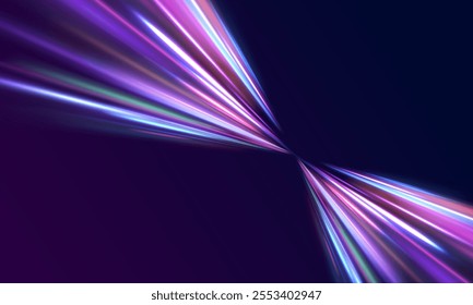 Speed connection vector background. City road car light trails motion background. Electric car and city concept Hitech communication concept innovation background. Expressway, car headlight effect. 