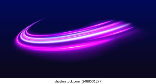 Speed connection vector background. A large set of low-poly designs made of thin lines in the form of branches, spirals and arcs. Light and stripes moving fast over dark background.	