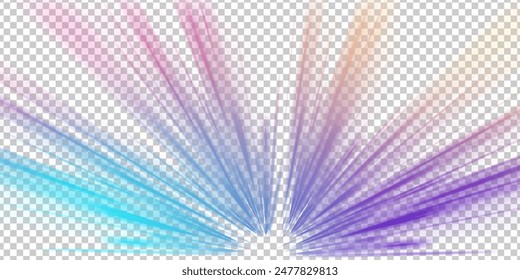 Speed connection vector background. Light and stripes moving fast over dark background. Racing cars dynamic flash effects city road with long exposure night ligh. Vector PNG.