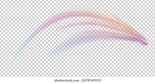 Speed connection vector background. Light and stripes moving fast over dark background. Racing cars dynamic flash effects city road with long exposure night ligh. Vector PNG.