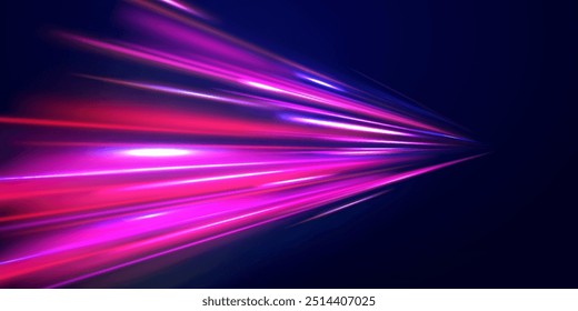 Fondo de Vector de conexión de velocidad. Luz y rayas que se mueven rápidamente sobre fondo oscuro. Base de datos de aceleración rápida de transferencia de datos. Movimiento dinámico colorido sobre fondo azul.