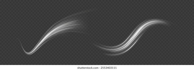 Speed connection vector background. Png, line, blur, beam, ray, abstract, energy, pack, effect. Vector glowing lines air flow effect. Speed connection background. Expressway, car headlight effect. 