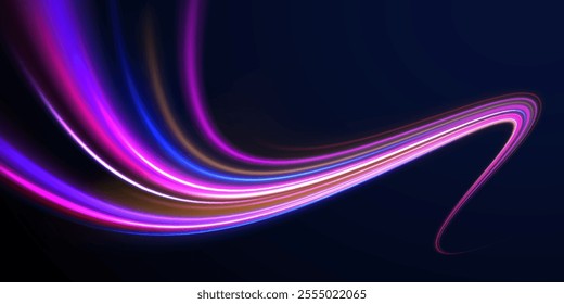 Speed connection vector background. Png, line, blur, beam, ray, abstract, energy, pack, effect. Vector glowing lines air flow effect. Speed connection background. Expressway, car headlight effect. 