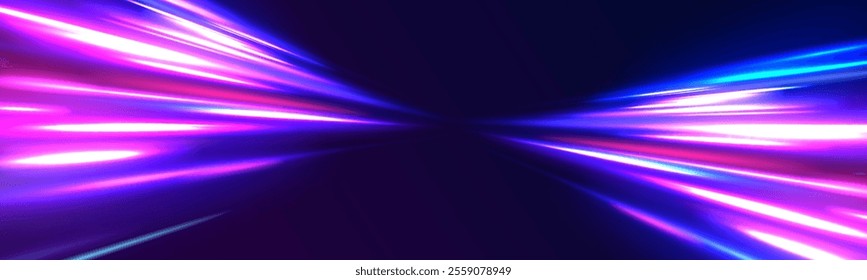 Speed connection vector background. Png, line, blur, beam, ray, abstract, energy, pack, effect. Vector glowing lines air flow effect. Speed connection background. Expressway, car headlight effect. 