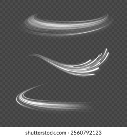 Speed connection vector background. Png, line, blur, beam, ray, abstract, energy, pack, effect. Vector glowing lines air flow effect. Speed connection background. Expressway, car headlight effect. 