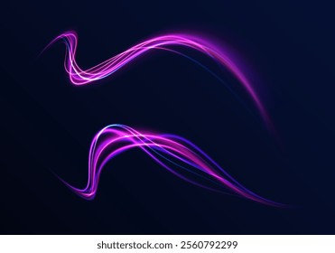 Speed connection vector background. Png, line, blur, beam, ray, abstract, energy, pack, effect. Vector glowing lines air flow effect. Speed connection background. Expressway, car headlight effect. 