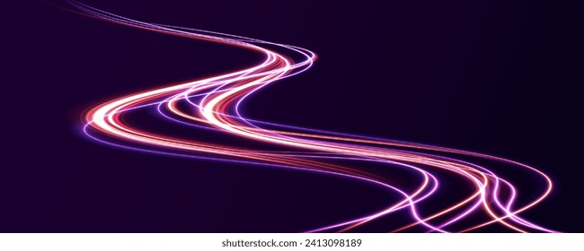 Speed connection vector background. Vector swirl trail effect. Abstract vector fire circles, sparkling swirls and energy light spiral frames. Database fast data transfer acceleration.	