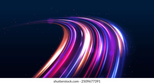 Speed connection vector background. Vector swirl trail effect. Abstract vector fire circles, sparkling swirls and energy light spiral frames. Database fast data transfer acceleration.	